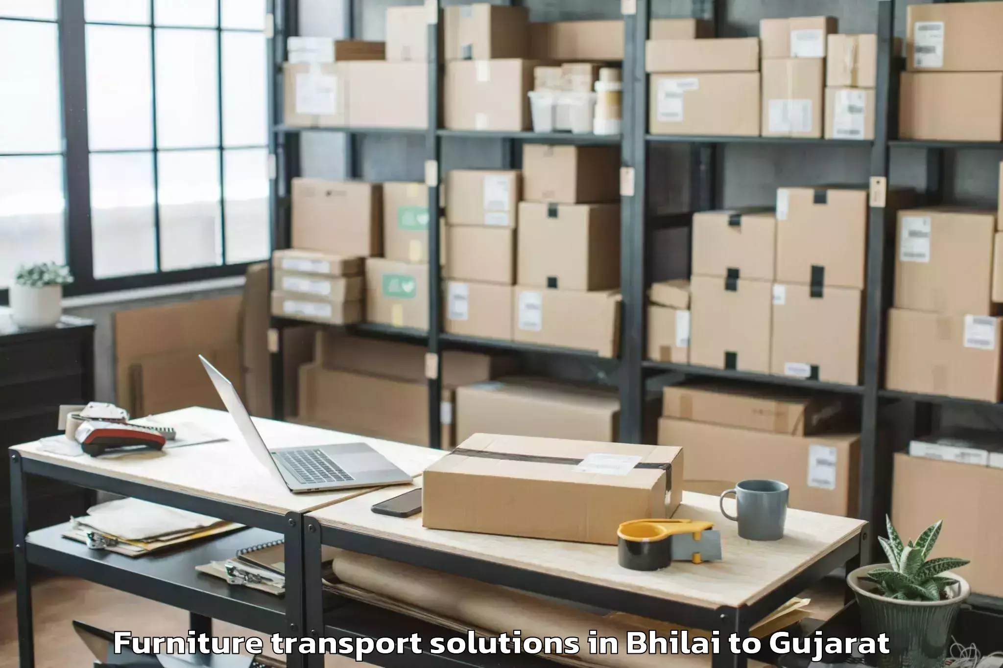 Trusted Bhilai to Chotila Furniture Transport Solutions